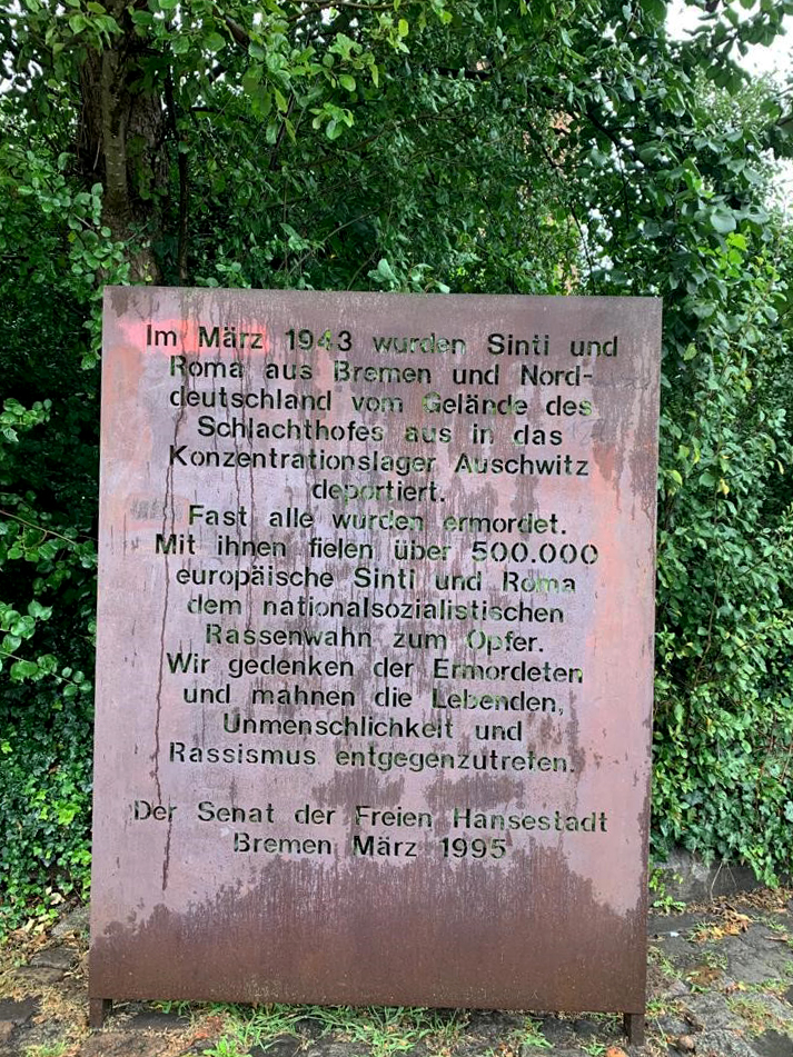 Das Mahnmal, welches an die deportierten Sinti erinnert, auf dem Gelände des Kulturzentrum Schlachthof